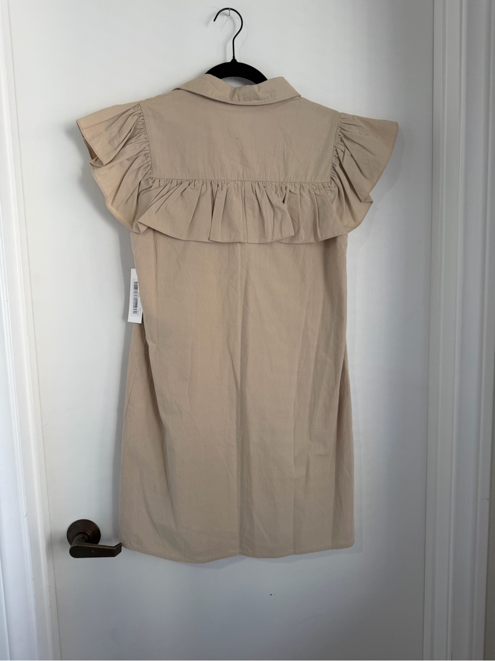 TCEC Beige Ruffle-Shoulder Button Front Mini Dress - Picture 3 of 3